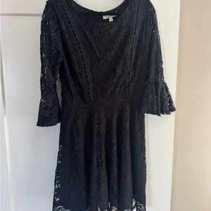Francesca's Collections Black Lace Long Sleeve Dress